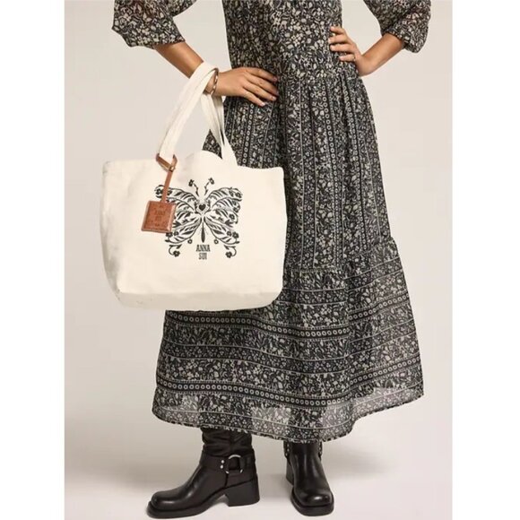 NWT Anna Sui x Old Navy Logo Tote Bag, Howlite - Picture 1 of 5